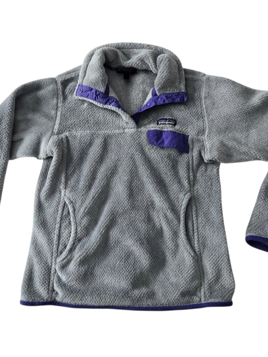 Patagonia Jackets & Blazers - Patagonia Synchilla Snap-T Fleece Pullover Gray Purple Trim Women’s Small